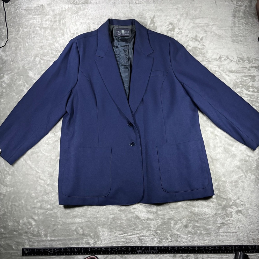 Vintage Levi Strauss & Co Mens Navy Blue Two Button Blazer Sport Coat 46R